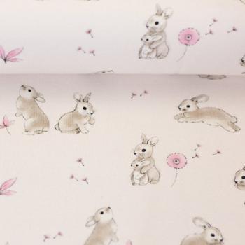 Preview: Baumwolljersey kleine Hasen auf Rosa Jona by Swafing